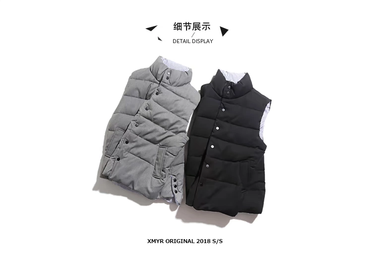 Mùa đông thương hiệu dày cotton vest nam Nhật Bản xuống bông vest Retro dụng cụ thanh niên đứng cổ áo ấm