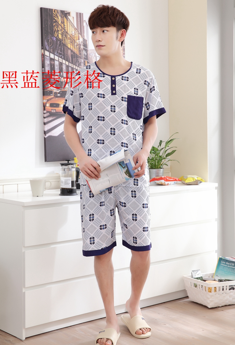 Mùa hè trung niên cotton lụa ngắn tay đồ ngủ quần nam XL phù hợp với bông phần mỏng cotton nhân tạo dịch vụ nhà