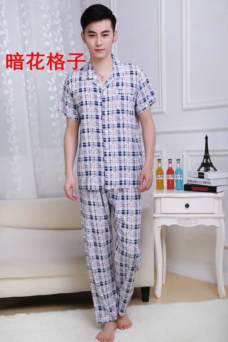 Mùa hè trung niên cotton lụa ngắn tay đồ ngủ quần nam XL phù hợp với bông phần mỏng cotton nhân tạo dịch vụ nhà