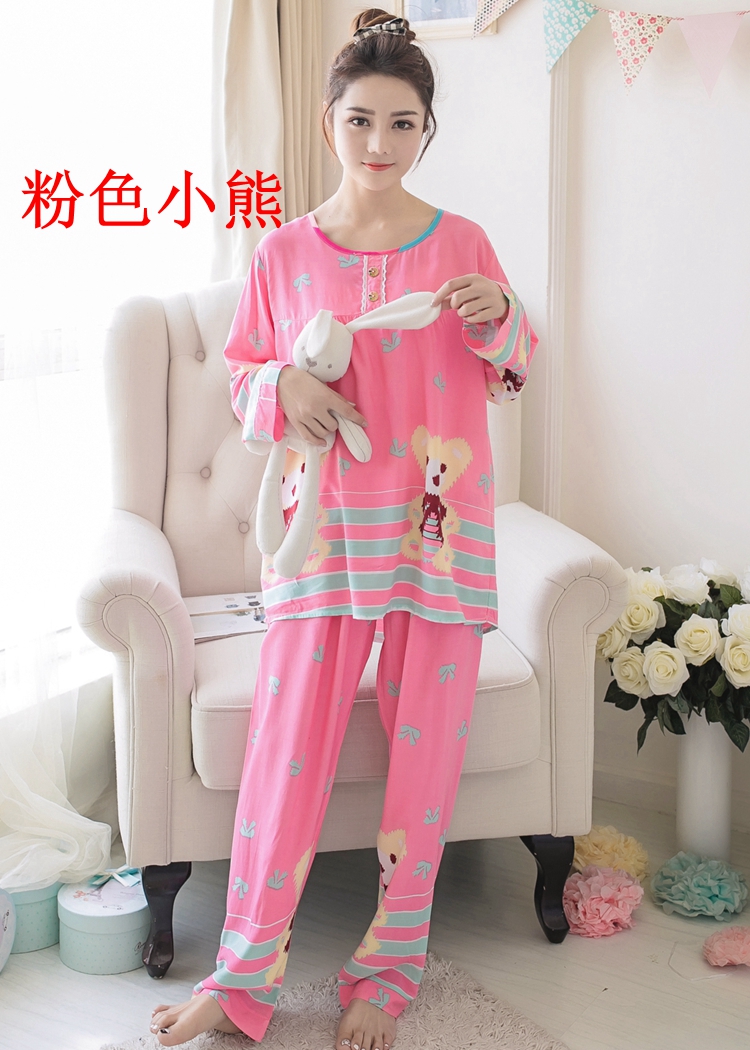 Mùa xuân và mùa hè của phụ nữ dài tay cotton lụa đồ ngủ dễ thương bông lụa phù hợp với nhân tạo cotton phần mỏng XL điều hòa không khí dịch vụ nhà