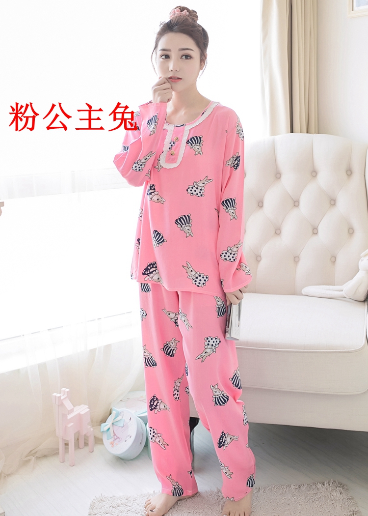 Mùa xuân và mùa hè của phụ nữ dài tay cotton lụa đồ ngủ dễ thương bông lụa phù hợp với nhân tạo cotton phần mỏng XL điều hòa không khí dịch vụ nhà