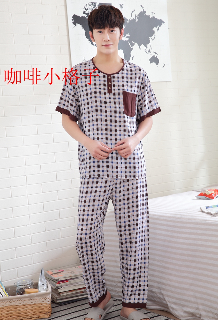 Mùa hè trung niên cotton lụa ngắn tay đồ ngủ quần nam XL phù hợp với bông phần mỏng cotton nhân tạo dịch vụ nhà