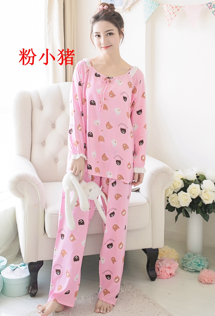 Mùa xuân và mùa hè của phụ nữ dài tay cotton lụa đồ ngủ dễ thương bông lụa phù hợp với nhân tạo cotton phần mỏng XL điều hòa không khí dịch vụ nhà