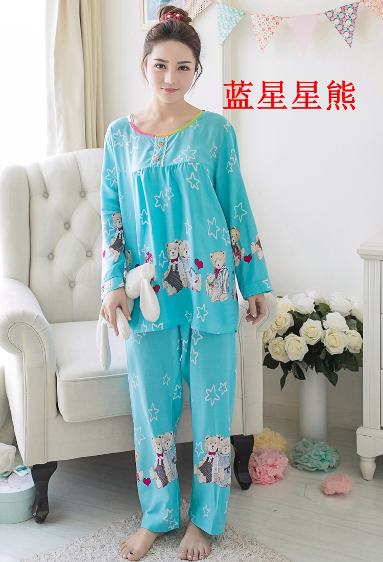 Mùa xuân và mùa hè của phụ nữ dài tay cotton lụa đồ ngủ dễ thương bông lụa phù hợp với nhân tạo cotton phần mỏng XL điều hòa không khí dịch vụ nhà