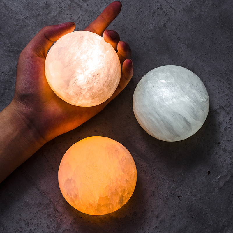 Yandu Tuanzi Mineral Night Light Rechargeable Small Table Lamp Bedroom Bedside Creative Lamp Moon Girl Gift Stone Lamp