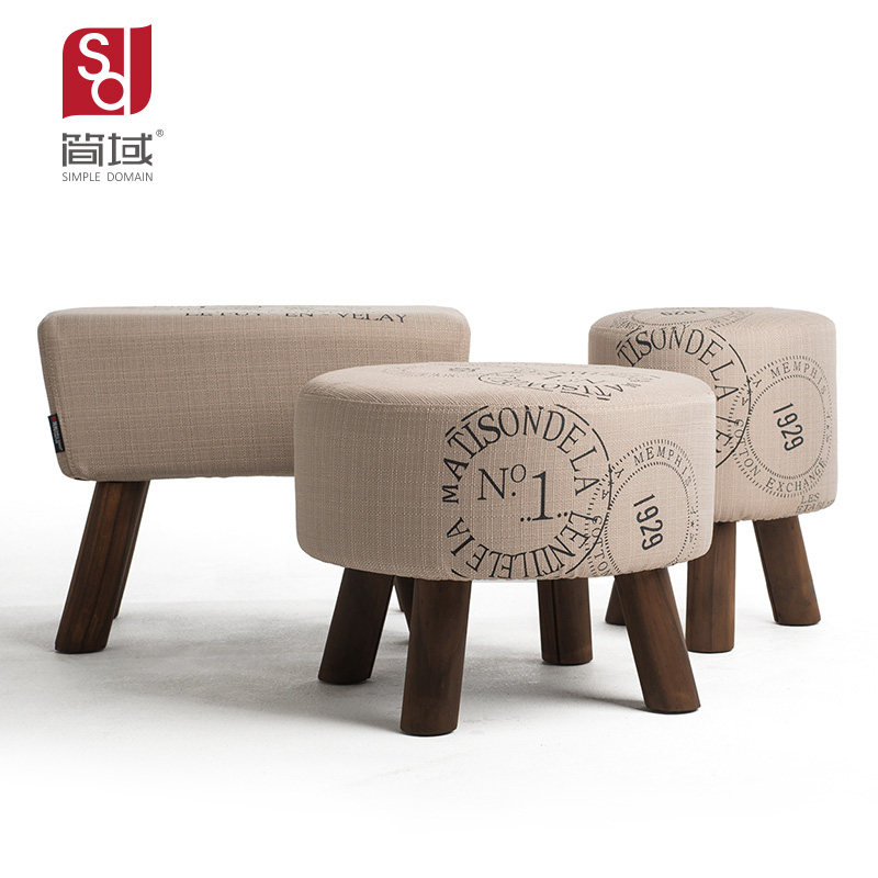 Brief-domain sofa stool solid wood for shoes Stool Cloth Art Mound Living-room Footstool Small Bench wearing a shoe stool minimalist modern shoe stool