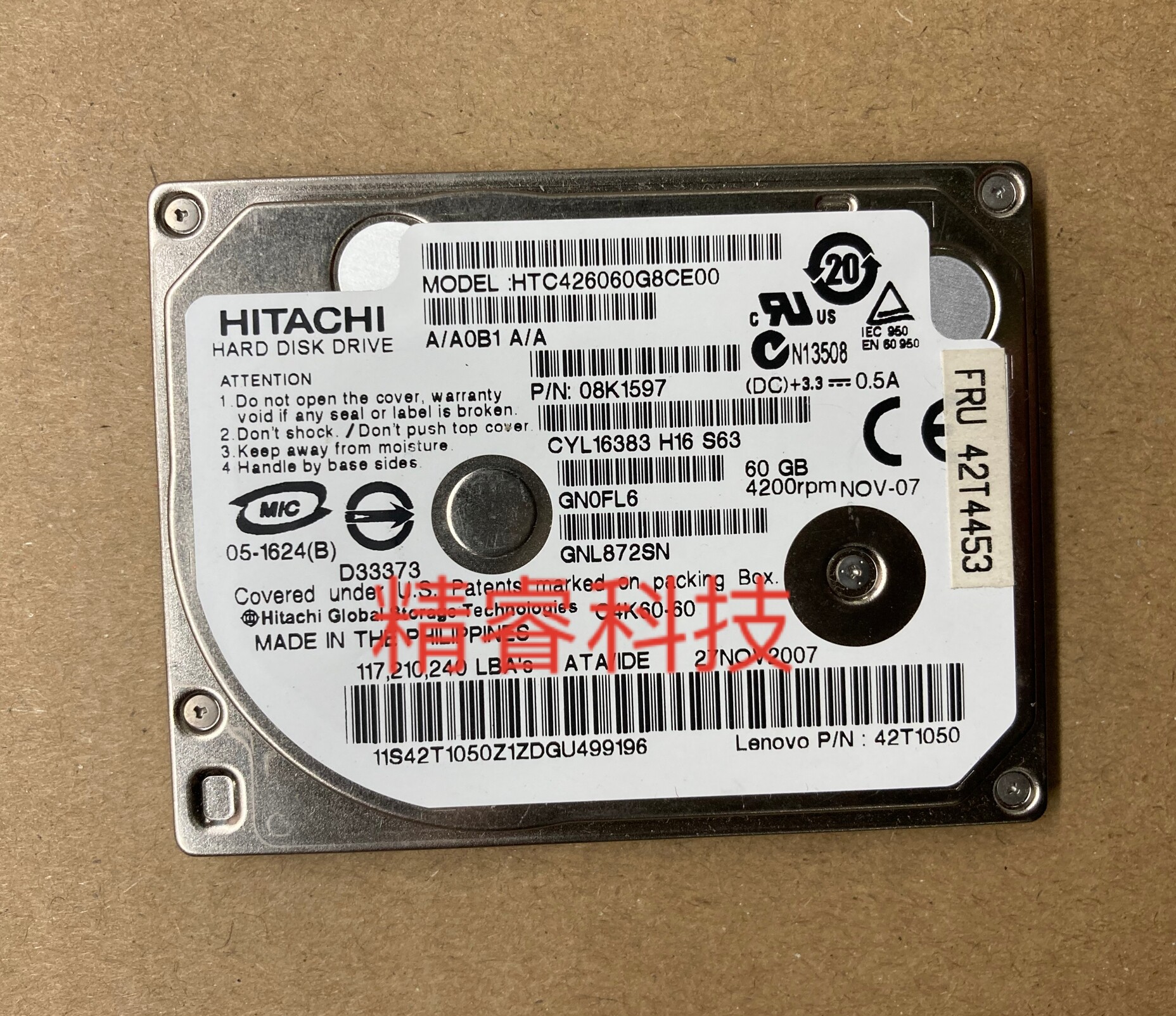 Hitachi HTC426060G8CE00 Hard disc plate number SH384-A55 B5 1 8 inch data recovery accessories