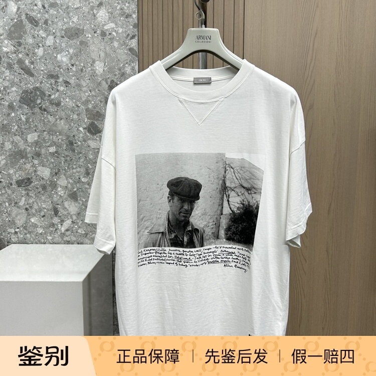 Dior's New Men's Round-Neck Short-Sleeved T-Shirt with Embroidered Logo, Loose Fit, Fashionable and Versatile Casual Top