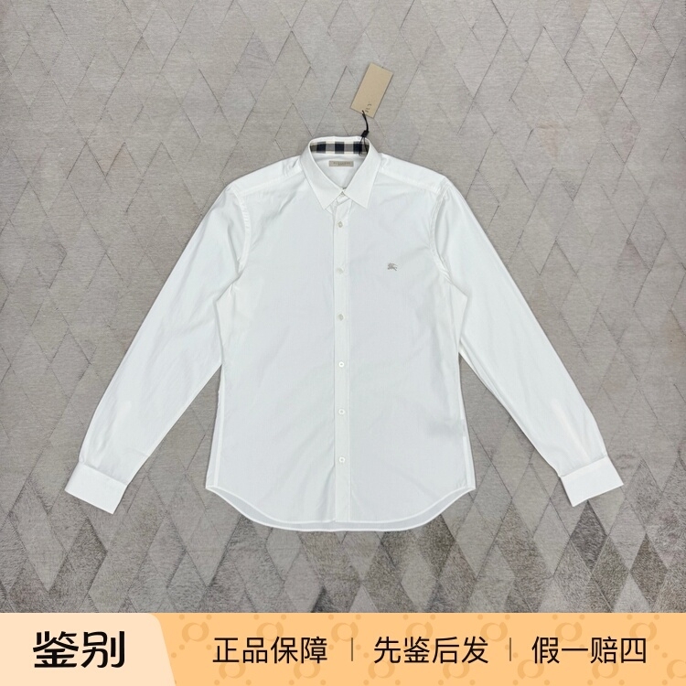 Burberry Men's Business Shirt White Long-Sleeved Shirt Fashionable Versatile Casual Trendy Light Luxury