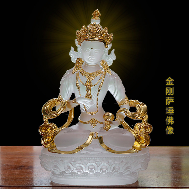 Zen Yue Buddhist art Ancient method Glass paste Gold Vajrasattva Buddha Statue Vajrasattva Bodhisattva Maha Sa Tibetan Buddhist supplies