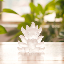 Ancient glass white nine-tailed fox thread incense insert indoor incense seat gift box Chinese Zen incense socket ornaments