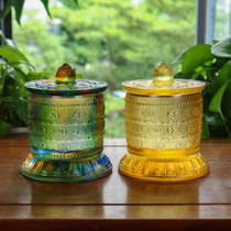 Zen Yue Buddhist Art Ancient Law Glass Finger TwistIng Prayer Wheel Well Prayer Wheel Prayer Wheel Ornament Buddhist Supplies Non-Electric