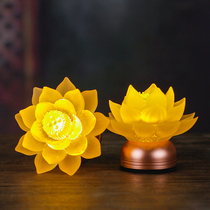 Colorful glass charging lotus lamp Buddha front for lights Home Buddha lamp LED long light Lotus lamp colorful light control