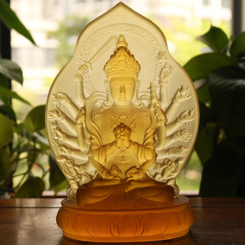 Zen Yue Buddhist Art Ancient Law LiuLi Junti Tara Bodhisattva Buddha Statue Handicraft Ornaments Buddhist Hall Offerings Home Ornaments
