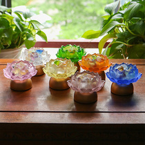 Zen Yue Buddhist Art Ancient Glass Lotus Candlestick Lotus Lamp Changming Lamp Buddha In front of the Lamp Buddha Hall Supplies Home Offering