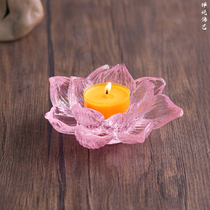 Ancient glass Zen lotus flower plum blossom grain butter candle lamp holder incense socket rich lotus bowl boutique ornaments