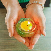 Butter lamp holder ancient glass lotus for Buddha candlestick Buddha offerings pure handmade aromatherapy handicraft ornaments