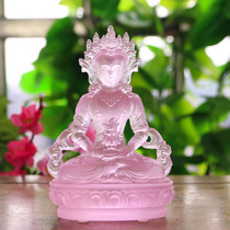 Zen Yue Buddha Art Ancient Law Glass 13cm Longevity Buddha Statue Ornament Living Room Buddha Hall Pure Handmade Worship Deity Ornament