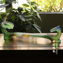 Buddhist supplies Glass holy relics Seven treasures Glass Ruyi ginseng offerings to the table holy water cup special base table ornaments