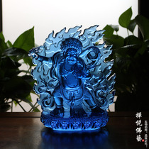 Zen Yue Buddha Art Vajrapani Bodhisattva Ancient Dharma Ruri Tibetan Tantric Protector Buddha Statue Dark Blue Height 20cm
