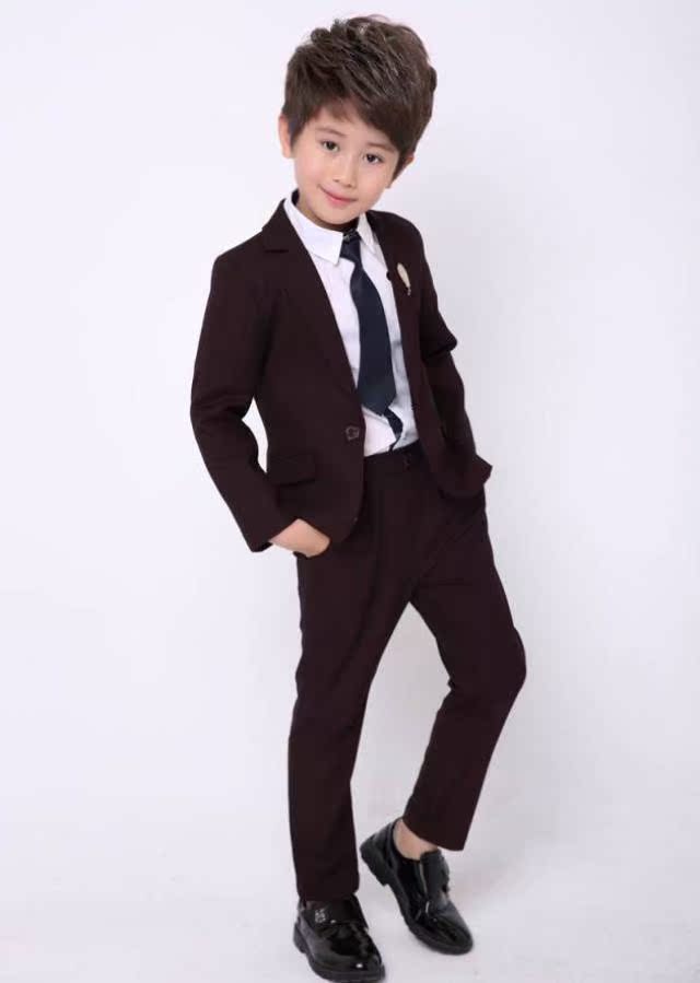 Suit Flower Boy ăn mặc Set Big Spring Kids ăn mặc trai nhỏ Boy Thu / Đông Thêm Velvet hoa Kids.