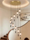 New Chinese-Style Staircase Chandelier, Multi-Head Solid Wood Chandelier with Song Dynasty Aesthetics, Spiral Staircase Duplex Pendant Light 2026