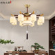 New Chinese Style Fan Lamp Living Room Dining Room Chandelier All Copper Solid Wood Classy Chinese Style Zen Bedroom Tea Room Ceiling Fan Lamp