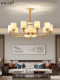 Warm and Jade-Like in Its Luster, New Chinese-Style All-Copper Jade Chandelier for High-End Villas and Self-Built Homes, Large Chandelier for High-Ceiling Duplex Living Rooms