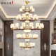New Chinese Style Duplex Building Large Chandelier Villa Living Room All Copper Solid Wood Self-Built Room Hall High School Entrance Hall Lamps