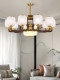 New Chinese-Style Solid Wood Chandelier Living Room Lamp Chinese Style High-End Villa Self-Built House Duplex Hall Dining Room Lighting Fixtures 2025