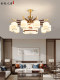High-End New Chinese-Style Living Room Chandelier, Copper and Solid Wood, for Self-Built Houses, Villa Lobby Main Light, Dining Room Light, 2025 New Model Lighting Fixtures