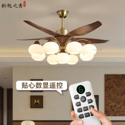 Vintage-Style Fan Light for Living Room, Large Size, Straight Blade, Retro French New Chinese Style Ceiling Fan Light, 2025 New Model