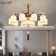 New Chinese Style Fan Lamp Living Room Dining Room Chandelier All Copper Solid Wood Classy Chinese Style Zen Bedroom Tea Room Ceiling Fan Lamp