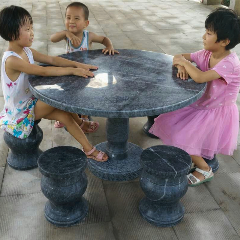 Villa garden outdoor marble tables and chairs outdoor garden stone table stone bench set of granite blue stone round table