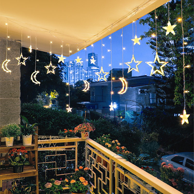 Solar color lights outdoor courtyard night lights balcony garden decoration New Year decorative light string terrace star light strip