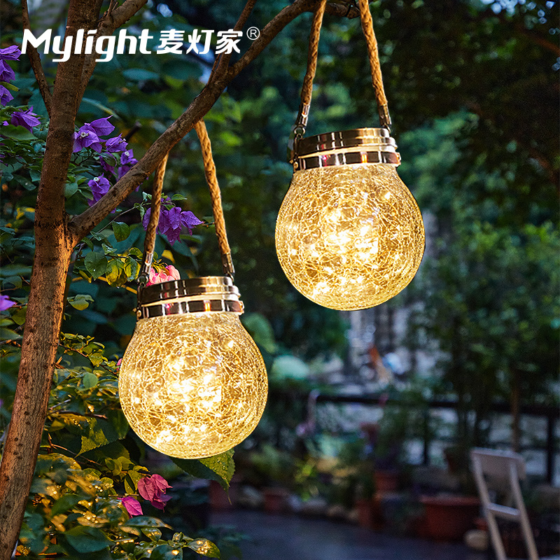 Solar garden light outdoor waterproof night light garden layout Balcony decoration light crack tree hanging light atmosphere light
