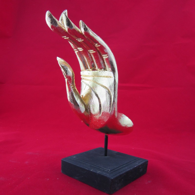 Thailand imported hand-made log carving gold foil wooden Buddha craft