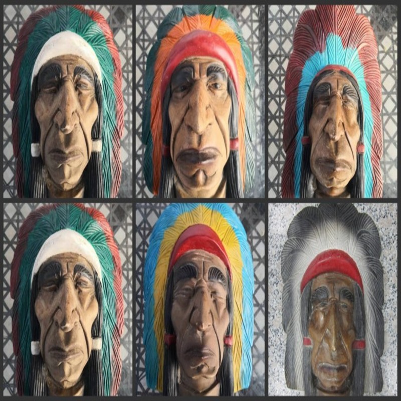 Thailand imported wood carving hand-painted Indian portrait wall hanging wall decoration wall decoration