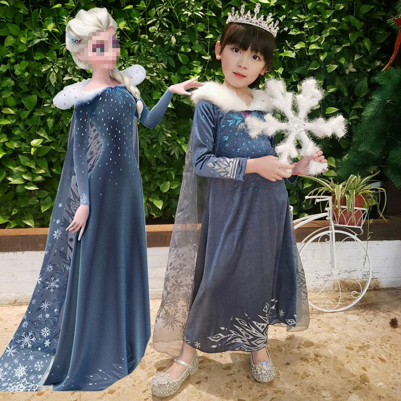 Frozen Princess Dress Girls Long Sleeve Aisha Aisha elsa Anna Children's dress Autumn and winter Christmas dress