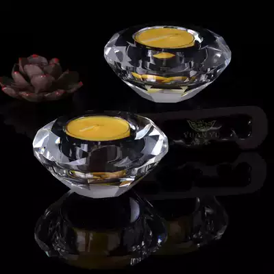 Transparent white crystal diamond candle holder high temperature resistant household ghee lamp holder Buddha lamp lamp light round bar home pendulum