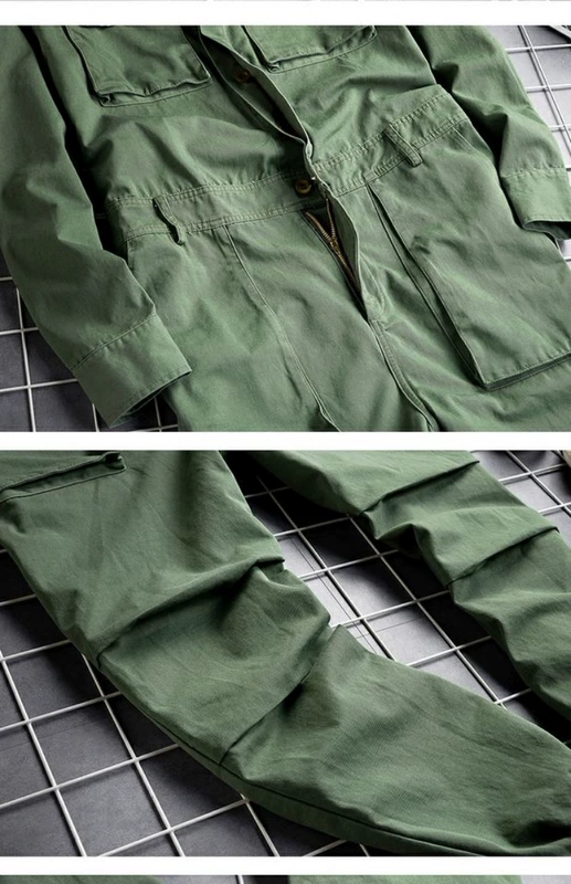 Ins super fire men thời trang jumpsuit thanh niên hiphop hip hop Phiên bản Hàn Quốc của quần yếm nam rộng