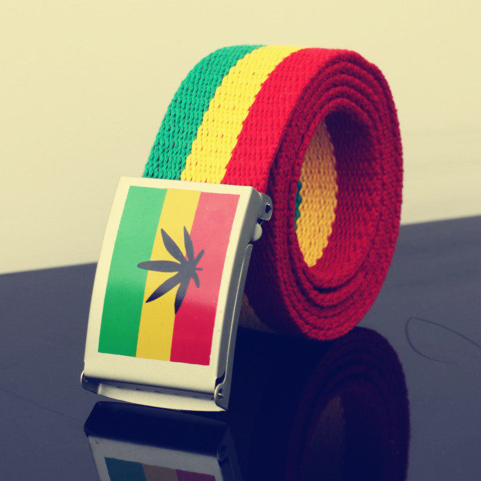 West Coast Jamaica Korean version of ins color canvas pants belt for men and women decorative all-match belt free punching belt