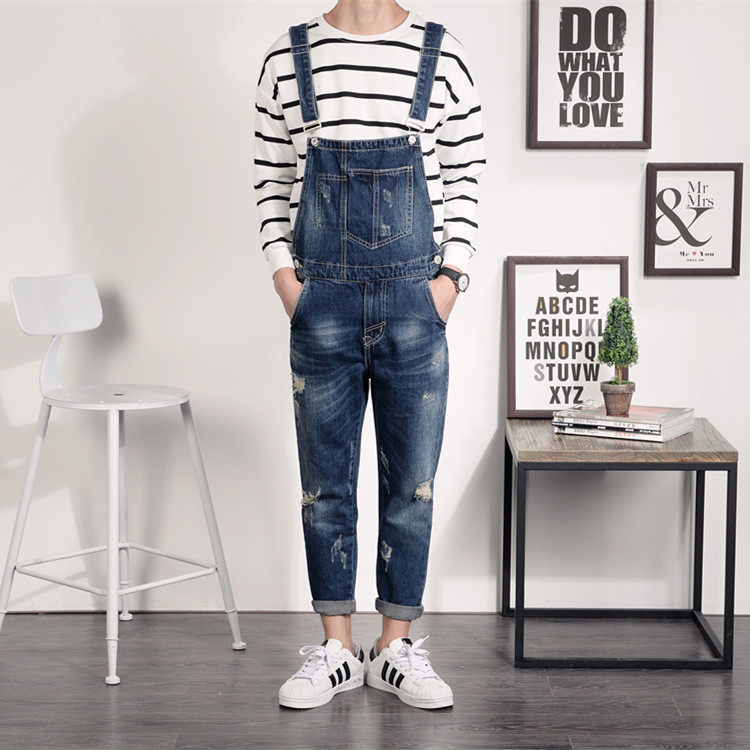 Spring Autumn Hug Baby Bag Pants Male Tide Breaking Hole Washed Pregnant With Old Jeans For Minor Leggings With Pants Korean Version Youth Even Body Pants
