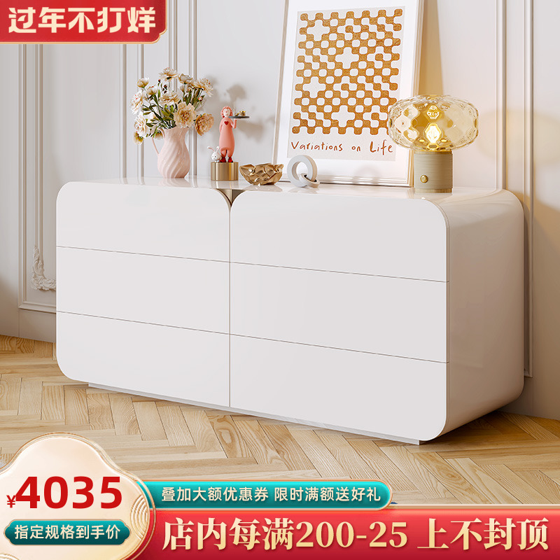 French Light Luxury Six-door Bucket All-solid wood Cream Guest Bedroom Living Room Simple Locker Simple Style
