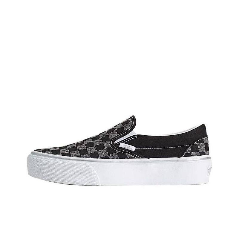 Vans Classic Slip-On Platform Checkerboard Sneakers for Men and Women, Black