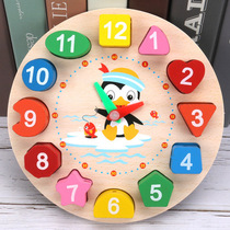 Wooden Clock Toys Children Cognition Digital Time Building Blocks Baby Threading Alarm Clock Boys Girls Early Education Puzzle