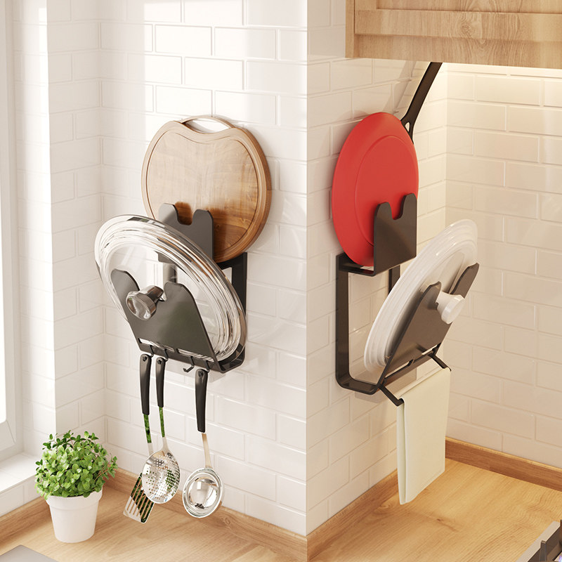 Kitchen free of perforated double lid rack wall-mounted cutting board case board Chopping Shelve Shelve Shelf to contain the shelf Shelf God