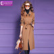 Feimengyi 100 wool camel coat women's winter high-quality lapel waist tie mid-length woolen coat