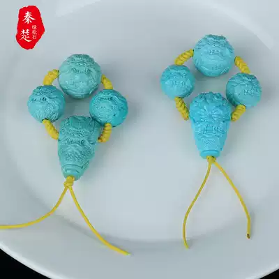 Shiyan original mine turquoise three-way integrated Dragon Ball set high Porcelain Blue Dragon three-way Buddha head accessories dragon pattern with beads