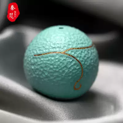 Original ore high porcelain turquoise round beads loose beads back grain 18K gold meteorite beads single with bead bucket beads accessories